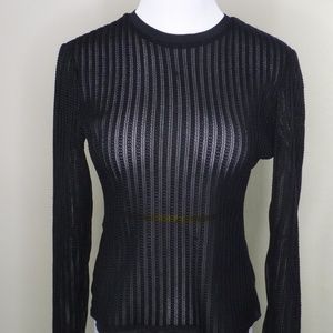 Cinc a Sept sheer ribbed l/s bodysuit